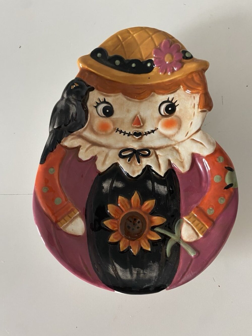 Johanna Parker Design Mrs. Scarecrow (Girl) Ceramic Spoon Rest Autumn Fall NEW